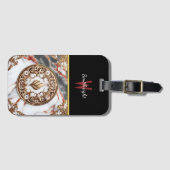 Goldene Flamme auf Marmor Gepäckanhänger (Vorderseite (Horizontal))