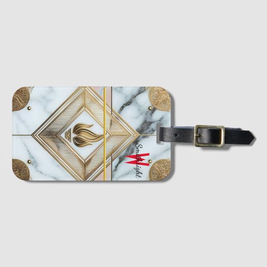 Goldene Flamme auf Marmor Gepäckanhänger (Vorderseite (Horizontal))