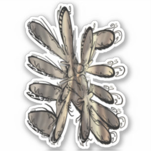 Goldene Flamme Blume Aufkleber