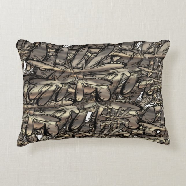 Goldene Flamme Blume Dekokissen (Vorderseite)