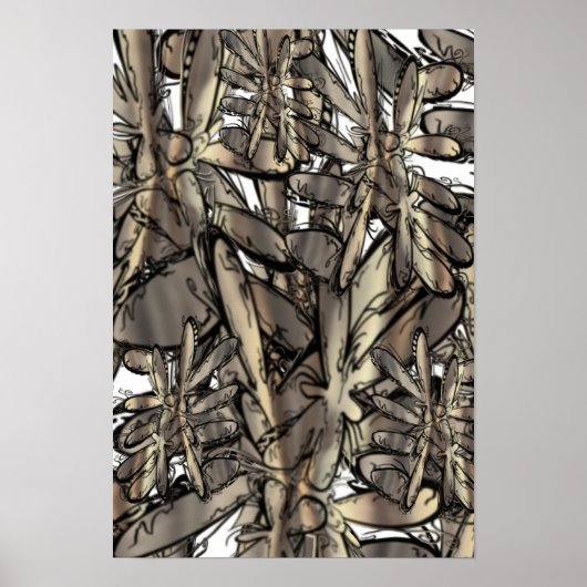 Goldene Flamme Blume Poster (Vorne)