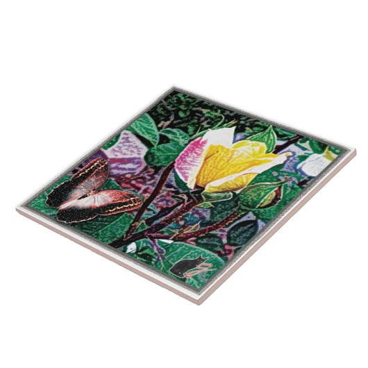 Goldene Flamme Keramik Tile Fliese (Seite)