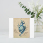 Goldene Flamme Onibi Geist Postkarte (Stehend Vorderseite)