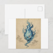 Goldene Flamme Onibi Geist Postkarte (Vorne/Hinten)