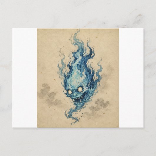 Goldene Flamme Onibi Geist Postkarte (Vorderseite)