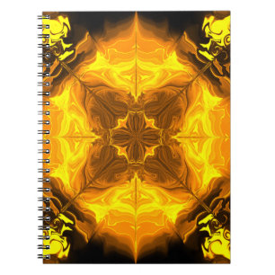 Goldene Flammen-Kaleidoskop-Fraktal-Kunst Notizblock