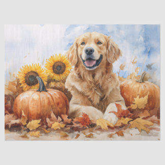 Goldene Flasche mit Pumpkin Decoupage Seidenpapier