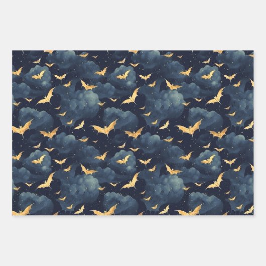 Goldene Fledermäuse Geschenkpapier Set (Vorderseite 3)