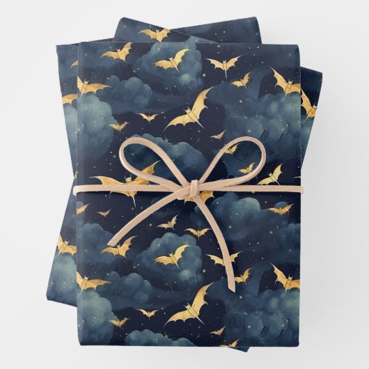 Goldene Fledermäuse Geschenkpapier Set (Beispiel)