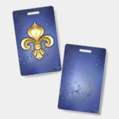 Goldene Fleur de Lis auf Blau Ausweis (Vorder- & Rückseite)