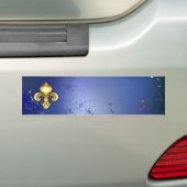 Goldene Fleur de Lis auf Blau Autoaufkleber (Auf Auto)