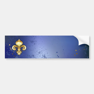 Goldene Fleur de Lis auf Blau Autoaufkleber
