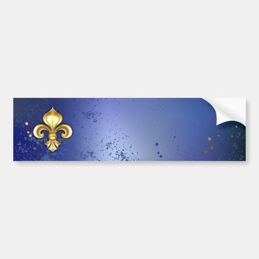 Goldene Fleur de Lis auf Blau Autoaufkleber (Vorne)