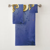 Goldene Fleur de Lis auf Blau Badhandtuch Set (Insitu)