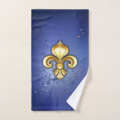 Goldene Fleur de Lis auf Blau Badhandtuch Set (Handtuch)