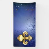 Goldene Fleur de Lis auf Blau Banner (Vertikal)