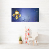 Goldene Fleur de Lis auf Blau Banner (Insitu)