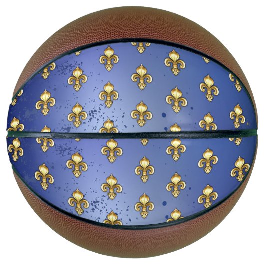 Goldene Fleur de Lis auf Blau Basketball (Vorderseite)