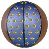 Goldene Fleur de Lis auf Blau Basketball (Vertikal)