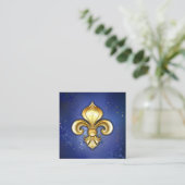Goldene Fleur de Lis auf Blau Begleitkarte (Stehend Vorderseite)