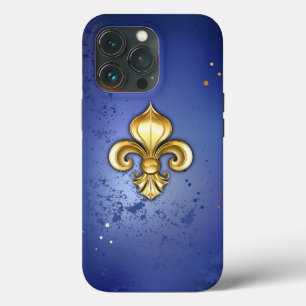 Goldene Fleur de Lis auf Blau Case-Mate iPhone Hülle
