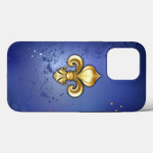 Goldene Fleur de Lis auf Blau Case-Mate iPhone Hülle (Rückseite (Horizontal))
