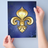 Goldene Fleur de Lis auf Blau Flyer (Hand)