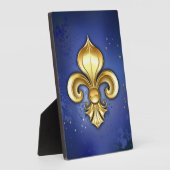Goldene Fleur de Lis auf Blau Fotoplatte (Seite)