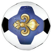 Goldene Fleur de Lis auf Blau Fußball (Gedreht)