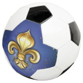 Goldene Fleur de Lis auf Blau Fußball (Dreiviertel)