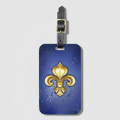 Goldene Fleur de Lis auf Blau Gepäckanhänger (Vorderseite Vertikal)