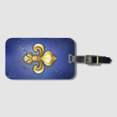 Goldene Fleur de Lis auf Blau Gepäckanhänger (Vorderseite (Horizontal))