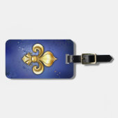 Goldene Fleur de Lis auf Blau Gepäckanhänger (Vorderseite horizontal)
