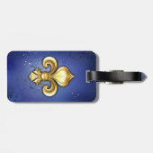 Goldene Fleur de Lis auf Blau Gepäckanhänger (Rückseite horizontal)