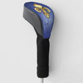 Goldene Fleur de Lis auf Blau Golf Headcover (angewinkelt)