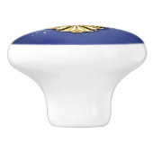 Goldene Fleur de Lis auf Blau Keramikknauf (Seitenansicht)
