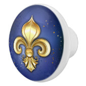 Goldene Fleur de Lis auf Blau Keramikknauf (Rechts)