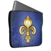 Goldene Fleur de Lis auf Blau Laptopschutzhülle (Vorne Rechts)
