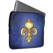 Goldene Fleur de Lis auf Blau Laptopschutzhülle (Vorne Rechts)