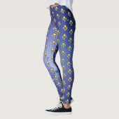 Goldene Fleur de Lis auf Blau Leggings (Links)