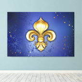 Goldene Fleur de Lis auf Blau Leinwanddruck (Insitu (Holzboden))