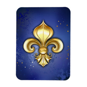 Goldene Fleur de Lis auf Blau Magnet