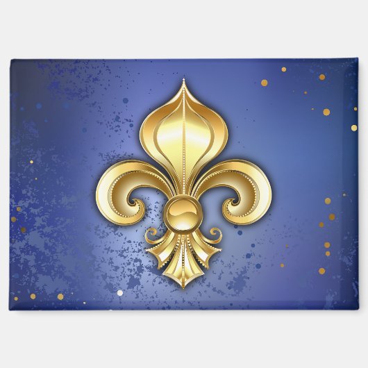 Goldene Fleur de Lis auf Blau Magnet (Vorderseite)