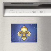 Goldene Fleur de Lis auf Blau Magnet (In Situ (Geschirrspüler))