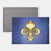 Goldene Fleur de Lis auf Blau Magnet (Vorderseite/Rückseite)