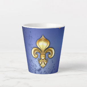 Goldene Fleur de Lis auf Blau Milchtasse