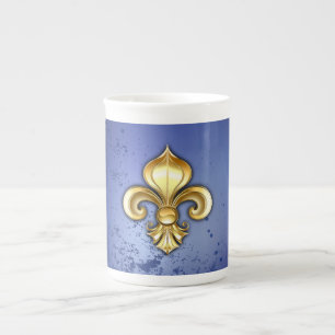 Goldene Fleur de Lis auf Blau Porzellantasse
