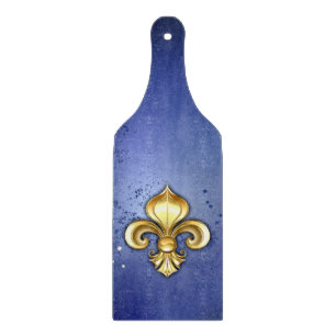 Goldene Fleur de Lis auf Blau Schneidebrett