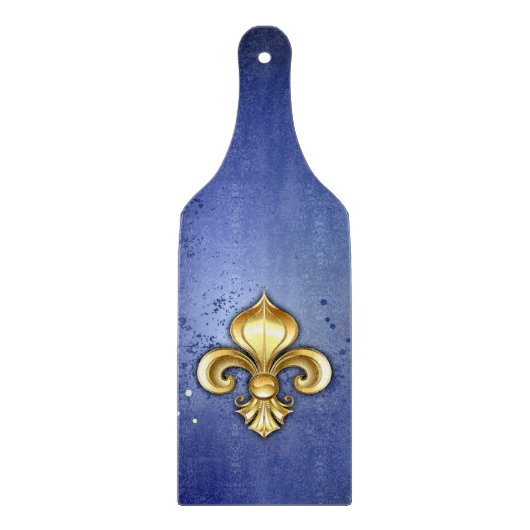 Goldene Fleur de Lis auf Blau Schneidebrett (Vorderseite)