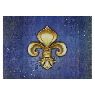 Goldene Fleur de Lis auf Blau Schneidebrett